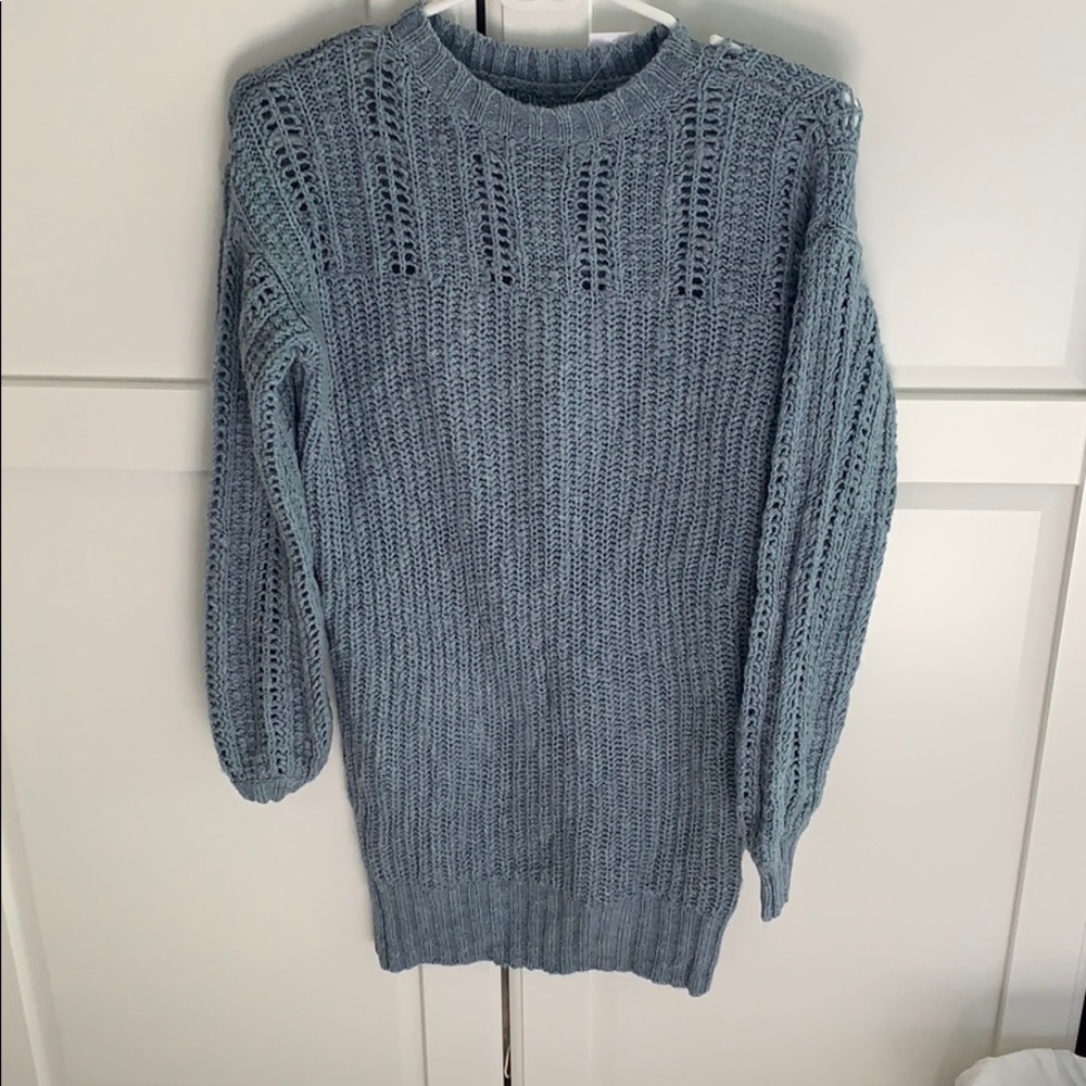 Cute blue sweater!